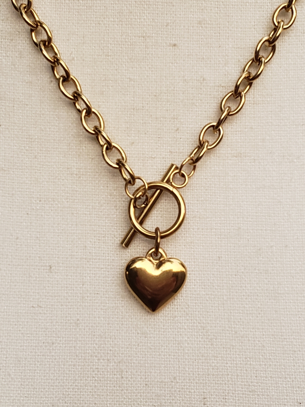 Gold-tone Heart Toggle Necklace